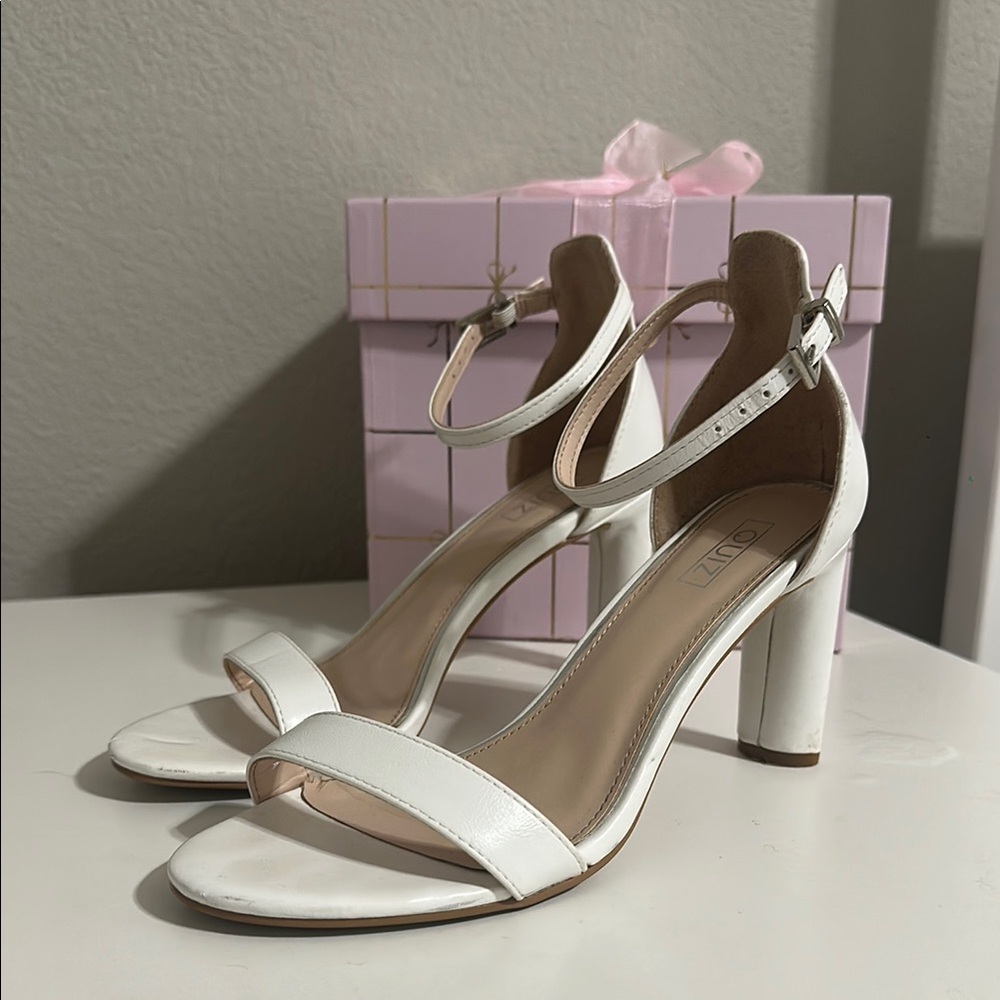 White Ankle Strap Heels